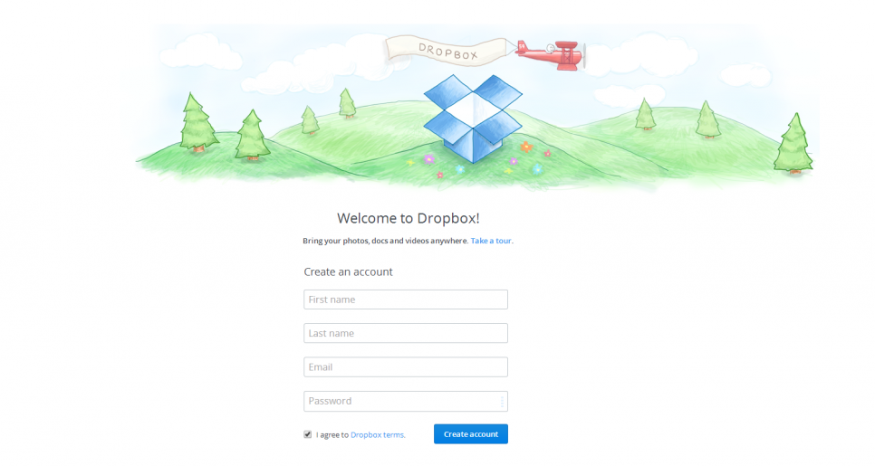 Registrace na Dropboxu